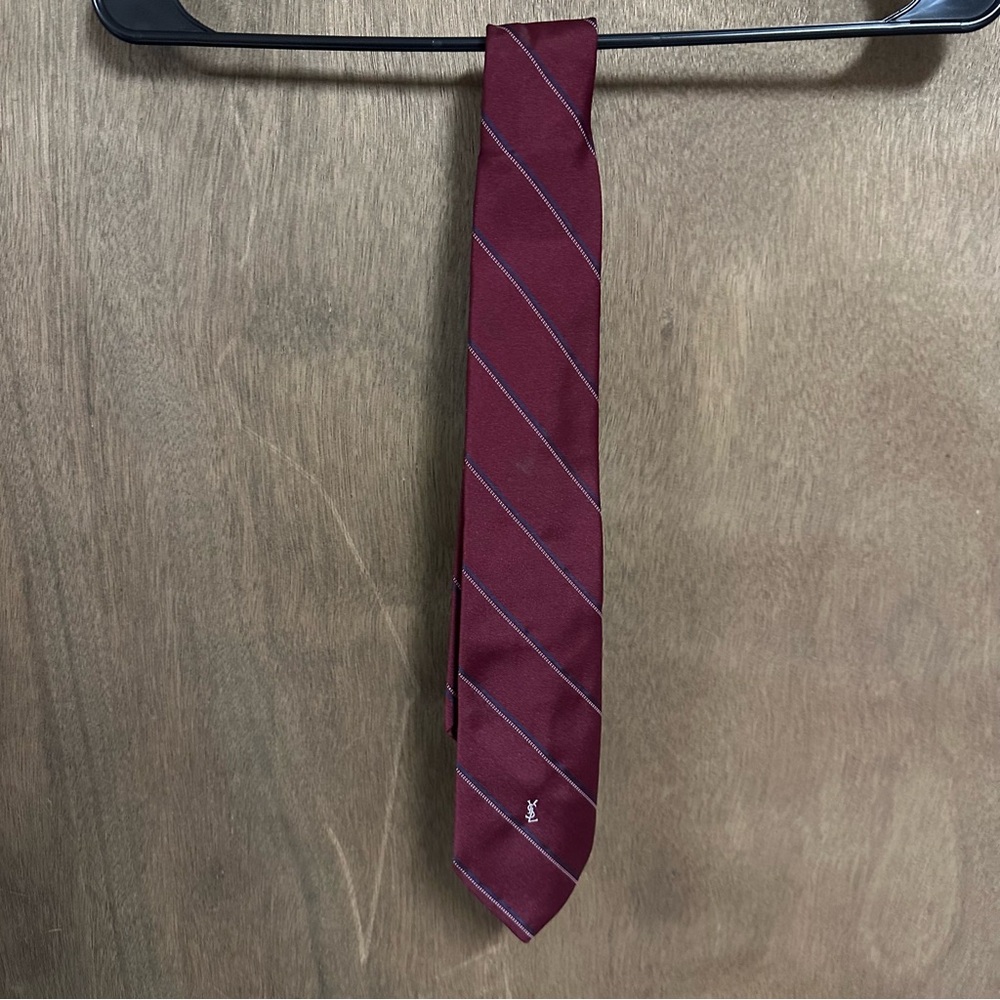 Vintage Yves Saint Laurent YSL‎ Silk Tie Maroon